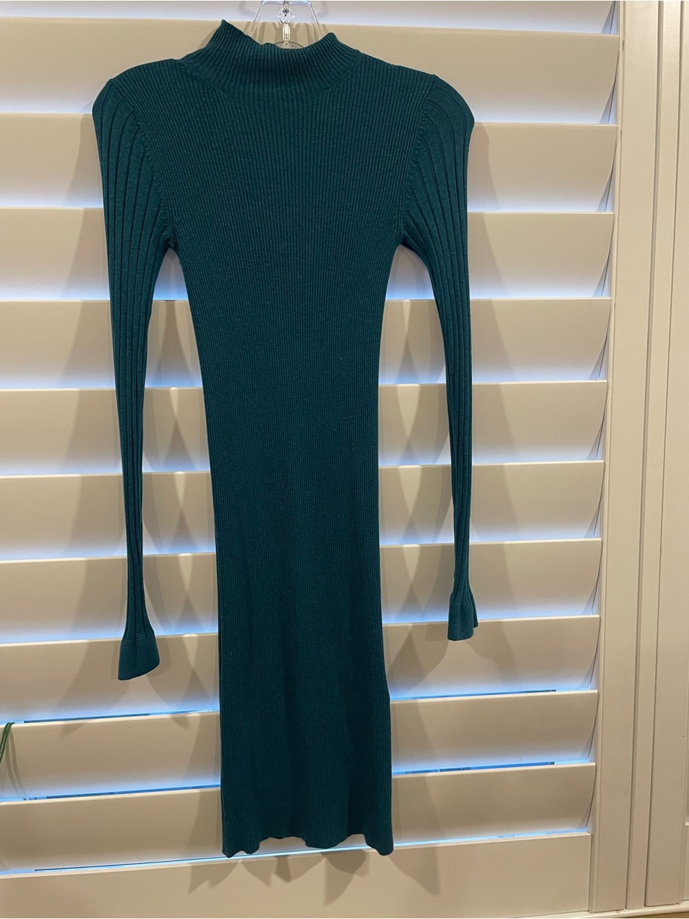 Amisu Teal Ribbed Mock-Neck Long Sleeve Dress (1.2)